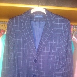 *Karen Scott Navy/Light Blue/Silver Plaid Blazer